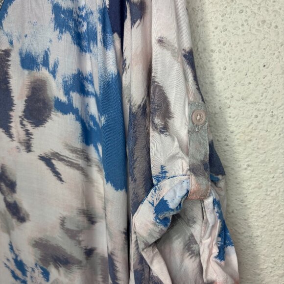 Juicy Couture Women's Sz L Oversized V-neck Flowy Cap Sleeve Blouse, Top - Picture 4 of 6